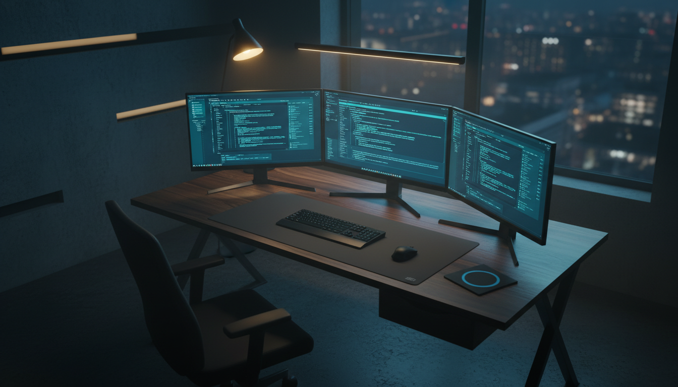 Modern development workspace at Bald.studio